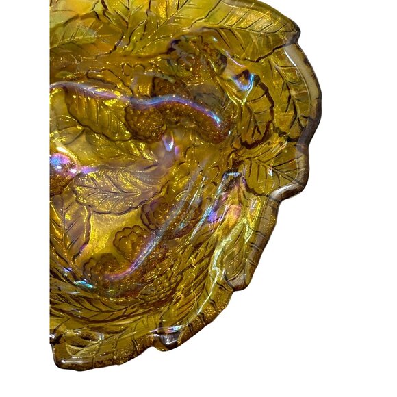 Vintage Indiana Glass Loganberry Candy Dish Triangular Amber Carnival Glass‎ - Picture 3 of 7